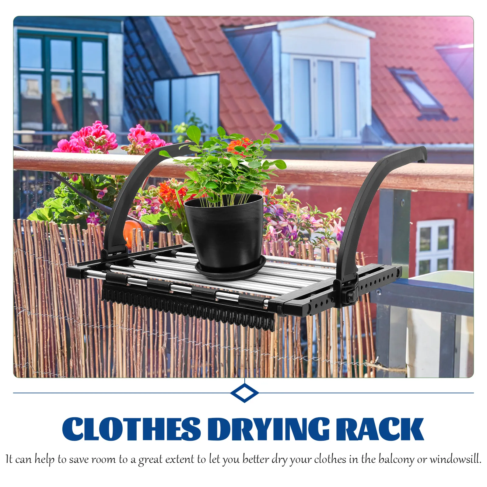 Apartment Clothes Drying Rack: Balcony Railing Folding Laundry Dryer for Space-Saving Storage