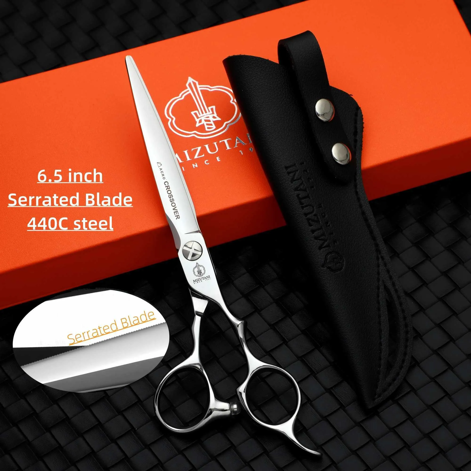 Barber Shears Mizutani 440C Stainless Steel Saw Blade Professional