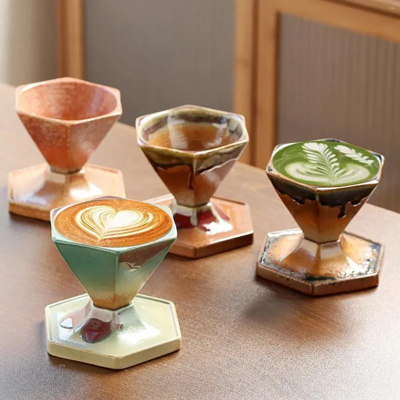 DHgate.com:2024 1pc Hexagon Cone Porcelain Coffee Mug