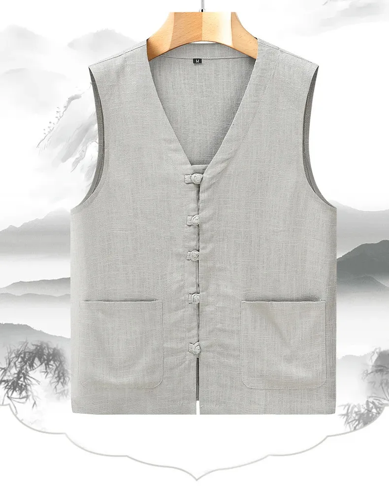 Mens Linen Cotton Vest Mens Dress Waistcoat Jacket Formal Gilet For Summer Casual Business And Victorian Style Clothing 240531 From Yao04 12.31 DHgate.Com