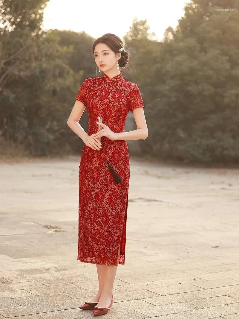 Chinese Traditional Red Cheongsam Top Plus Size With Lace Perfect For Weddings Birthdays And Evening Events From Magpagoda 75.09 DHgate.Com