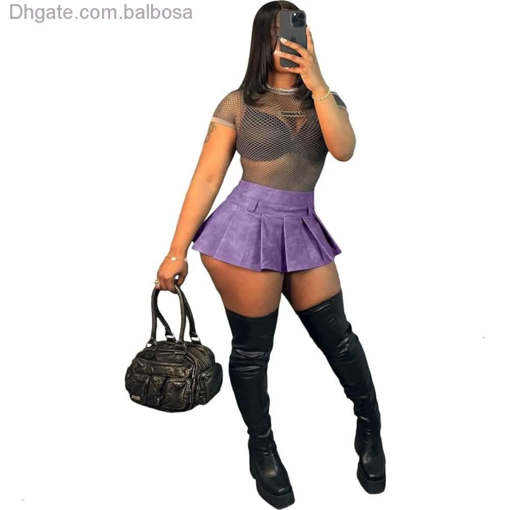 Sexy Leather Pleated Mini Skirt For Women Designer Solid Color Zipper Pleated Skirt Outfits In From Balbosa 6.62 DHgate.Com