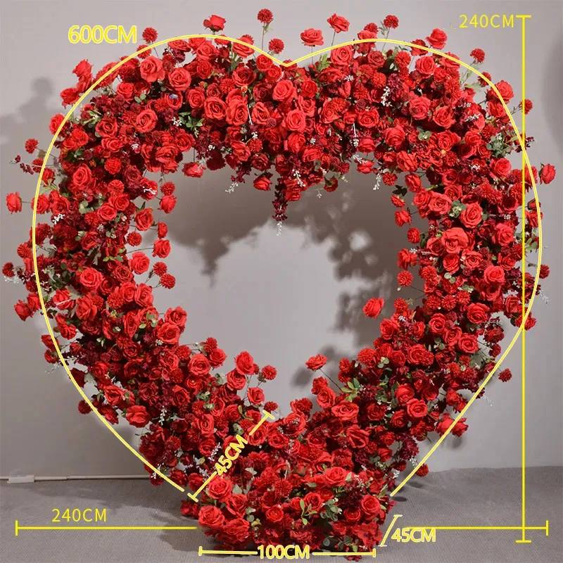 Red Roses Event Decor Elegant Red Rose Flower Bouquets Wedding Decor with Heart Frame - Lush ...
