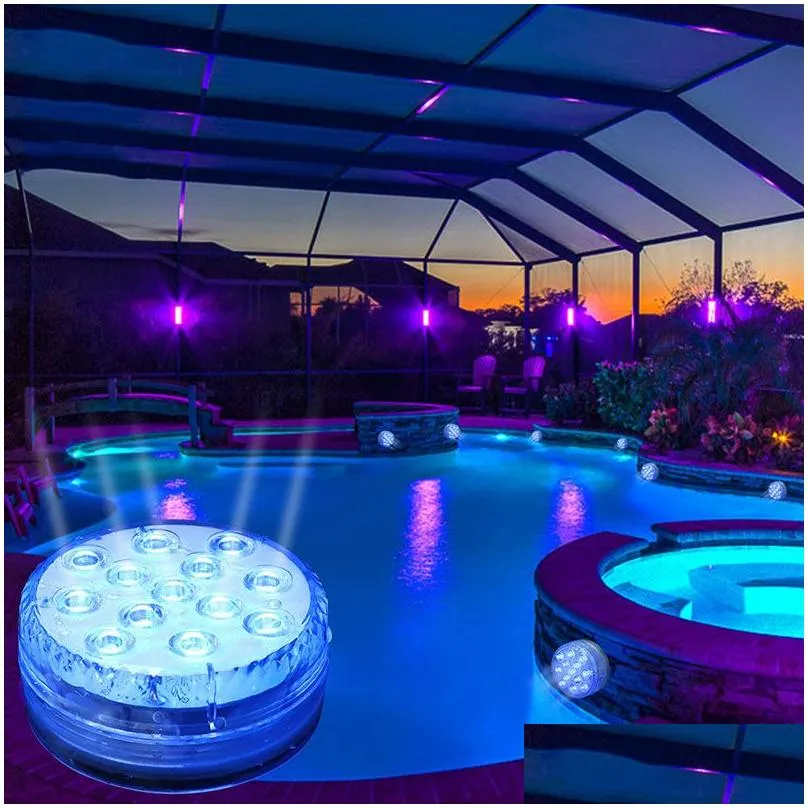 Other Event Party Supplies Battery Operated 10 13 Leds Rgb Led Submersible Light Underwater Night Lamp Garden Swimming Pool Lights For Ot4Qg
