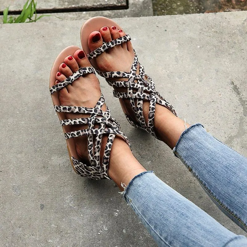 Bulk Leopard And Sunflower Strap Gladiator Flat Gladiator Sandals For Women Casual Flat Low Heel Slip On Style Perfect For Summer Sandalias Vintage Chaussure From Dahuacong 15.28 DHgate.Com
