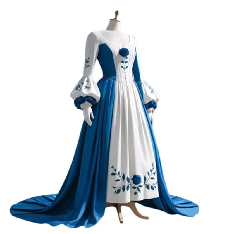 princess polly baby blue dress Vintage Medieval Blue Wedding Dress Renaissance Gothic Embroidery Bride Gown  Long Sleeve Princess Robe from Dhgate A-Line Wedding Dresses