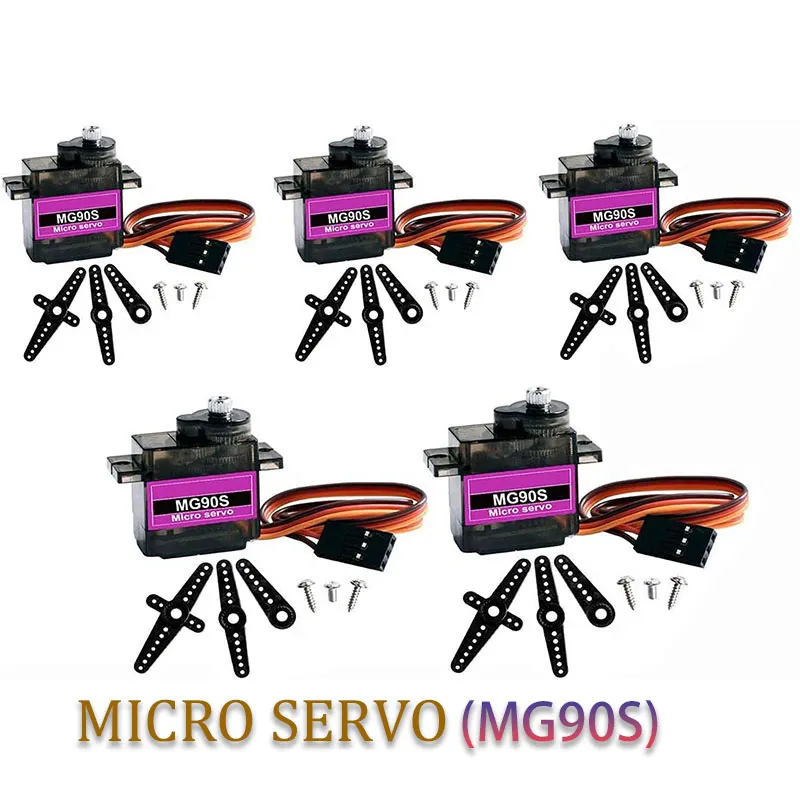 4 Pièces Micro Servo Metal Gear MG90S 9G - Compatible Arduino RC Bateau Voiture Robot Hélicoptère