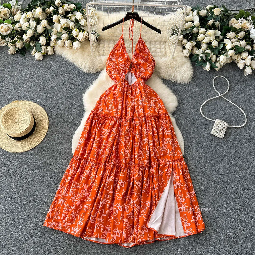 open lace back dress Orange Multi Floral Maxi Dress - All Dresses main image 0