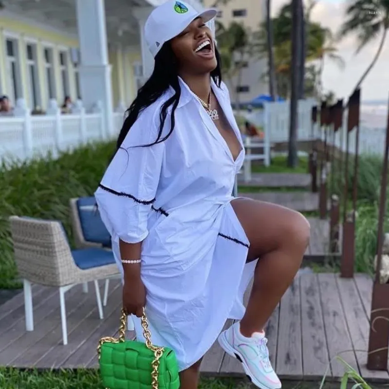Loose white shirt dress top