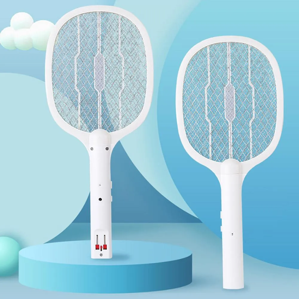 Fly Zapping Racket Electric Fly Zapper Racket USB Rechargeable 3500V High Voltage LED ...