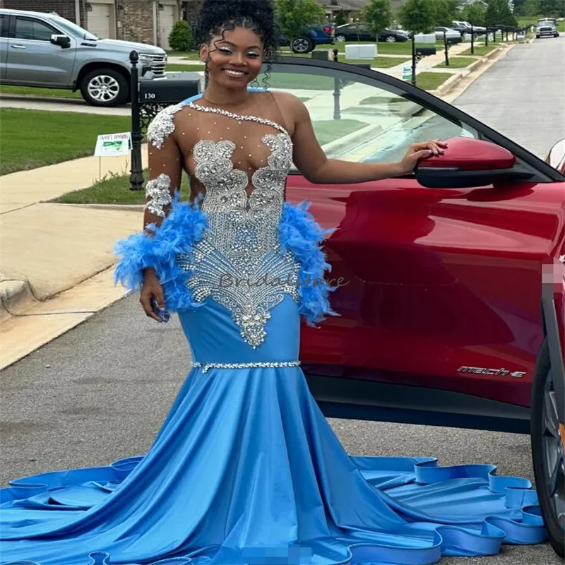 e prom dresses Red Spaghetti Straps Cutout Beaded Mermaid Long Dress With Split, Royal Blue / 10