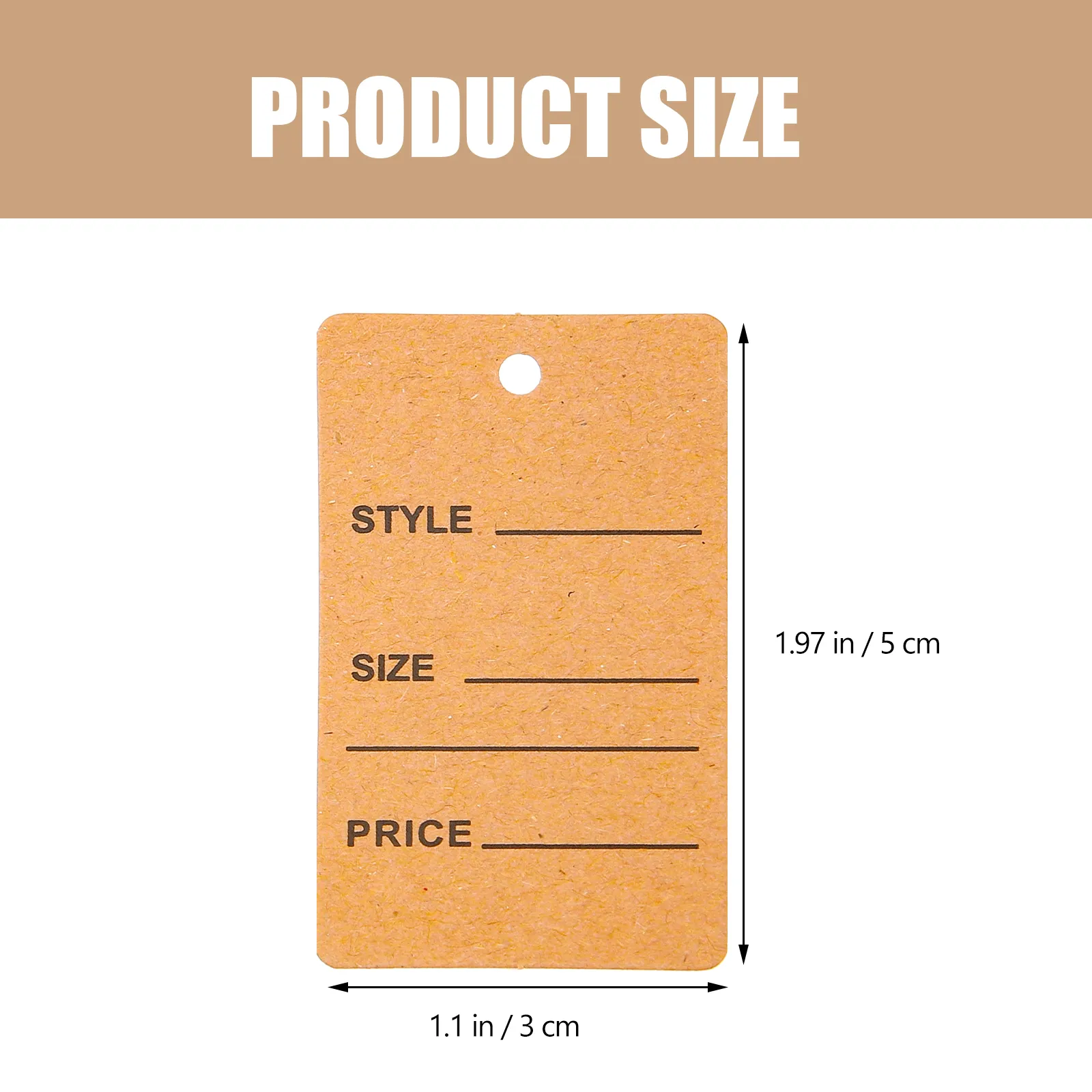 200x Kraft Paper Hang Tags With String - Blank Jewellery Labels For Pricing Or Craft Projects