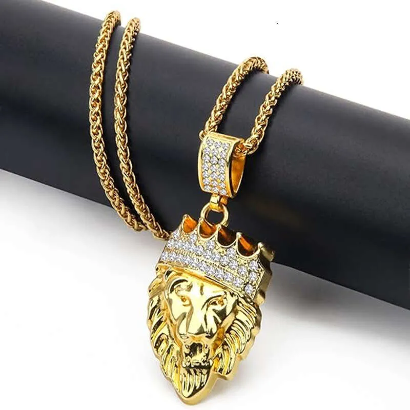 Gold Lion Head Pendant Necklace For Men – Stainless Steel 22-Inch Chain