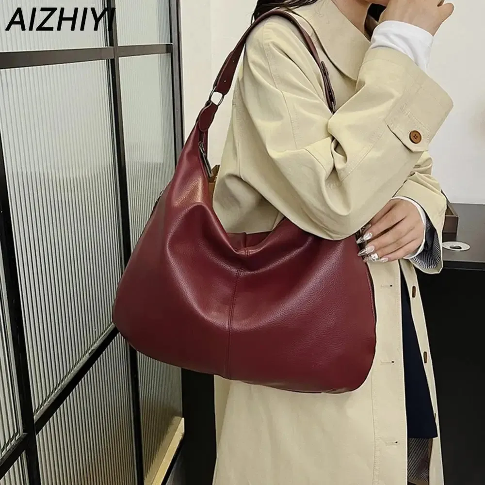 Bolso De Hombro Mujer De Piel Suave Minimalista - Gran Capacidad, Color Sólido, Diseño Versátil