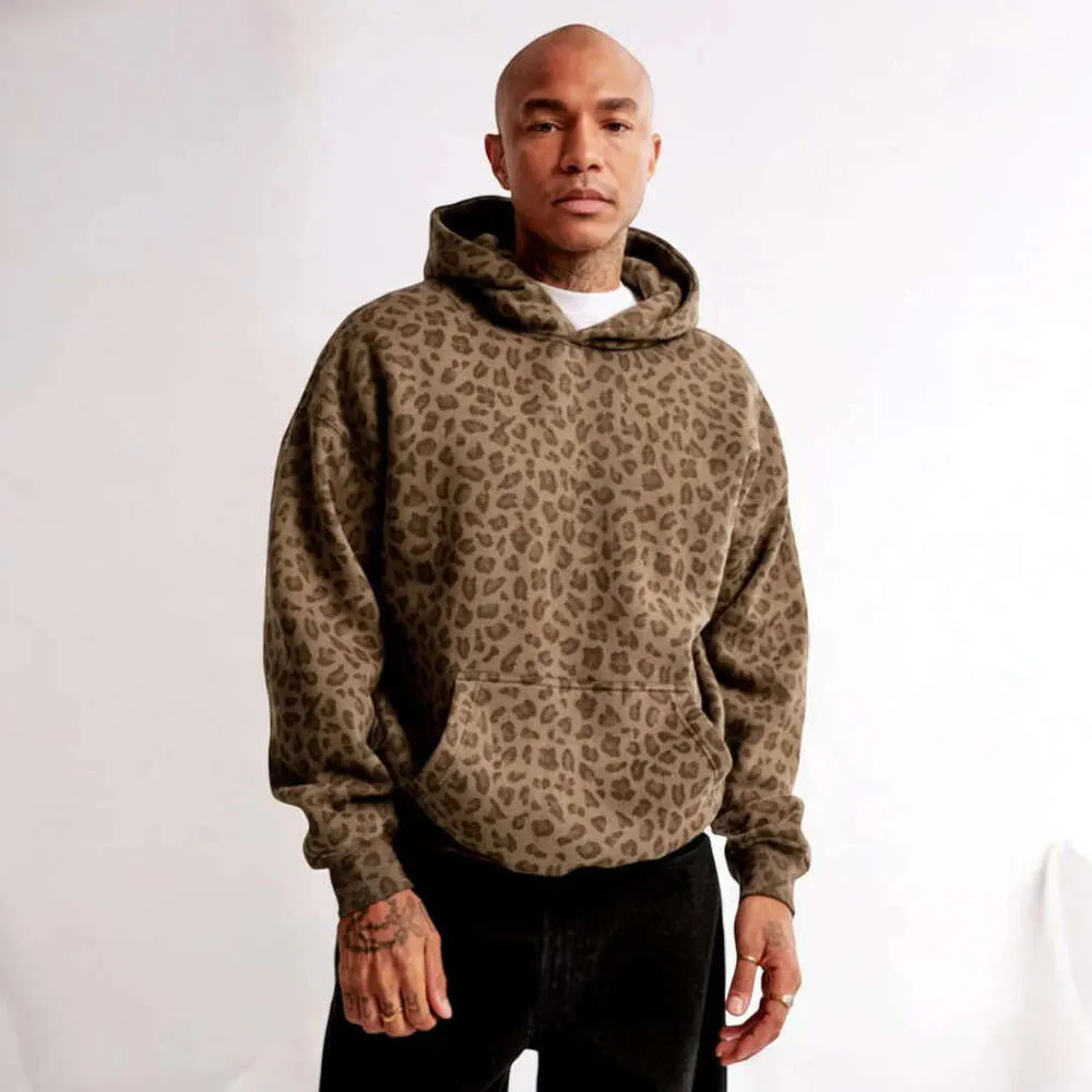 Save Big on Bulk Hoodies Sweatshirts Online 2024 Autumn E Commerce Hot Item  European And Leopard Print Digital Printed Hoodie American Retro Loose