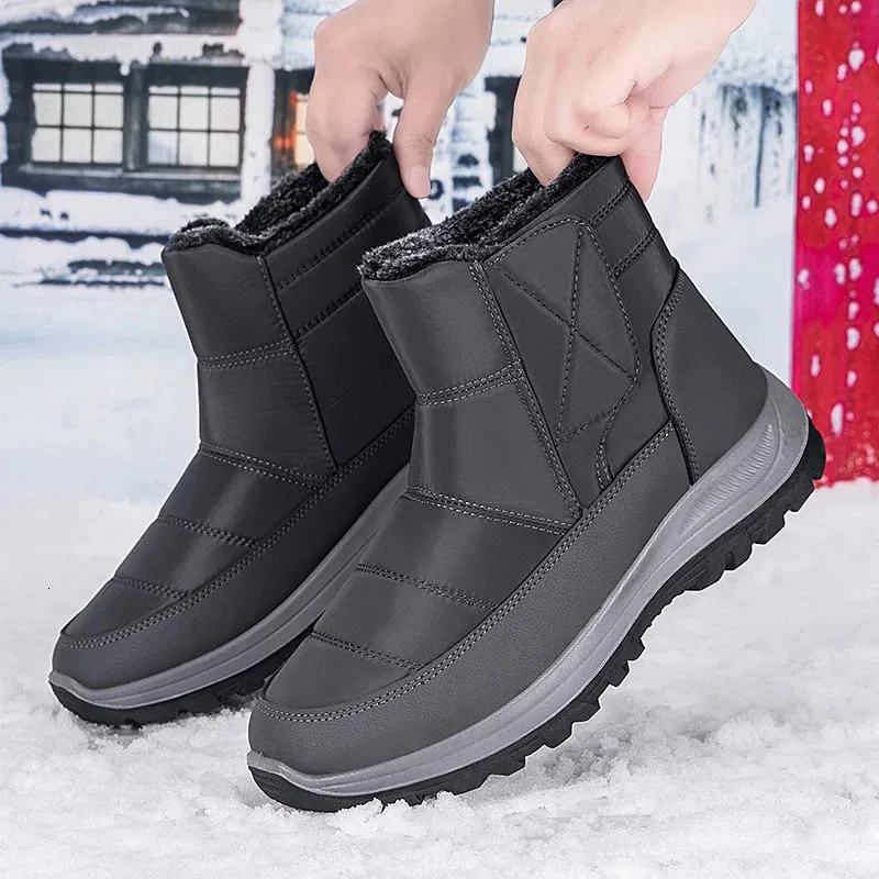 241201 Mens Mid Calf Snow Boots Non Slip Warm Ankle Boots  display picture 1