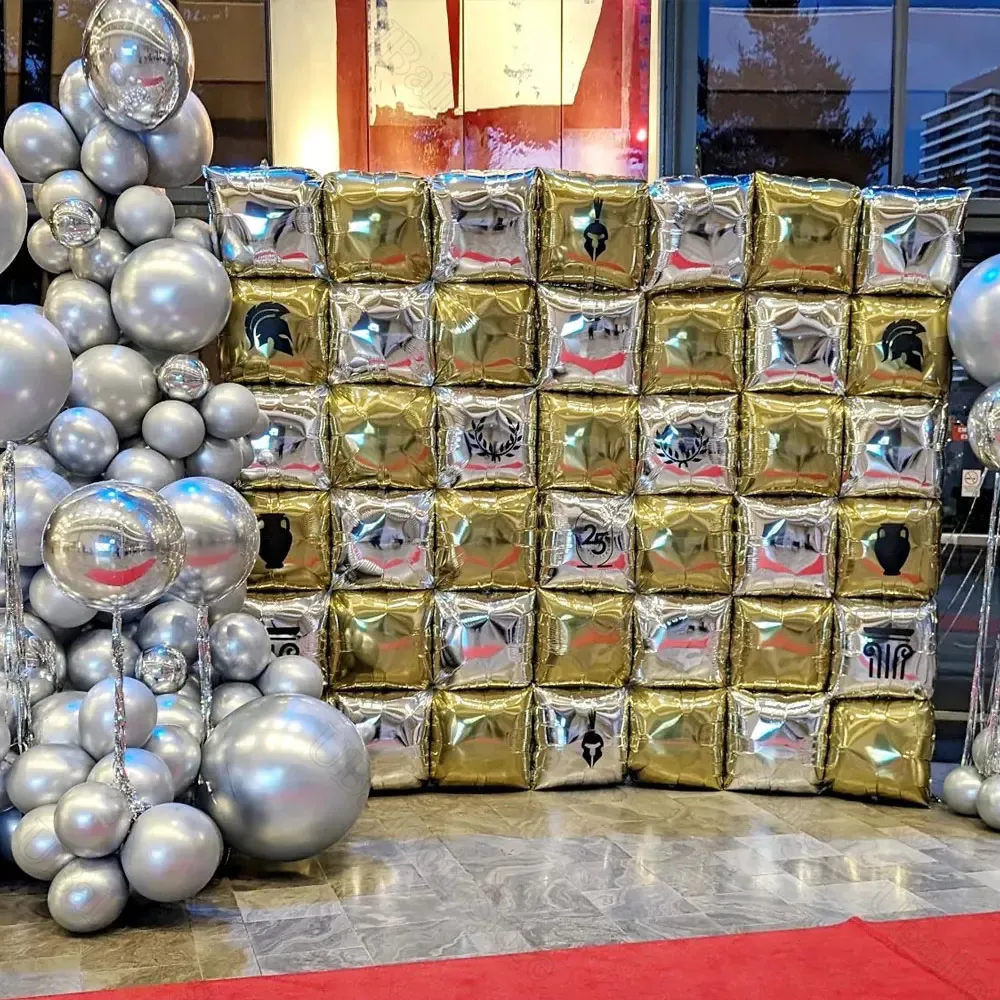 142 Pcs Hot Pink Square Foil Balloon Wall Kit - Party Backdrop & Arch Decorations