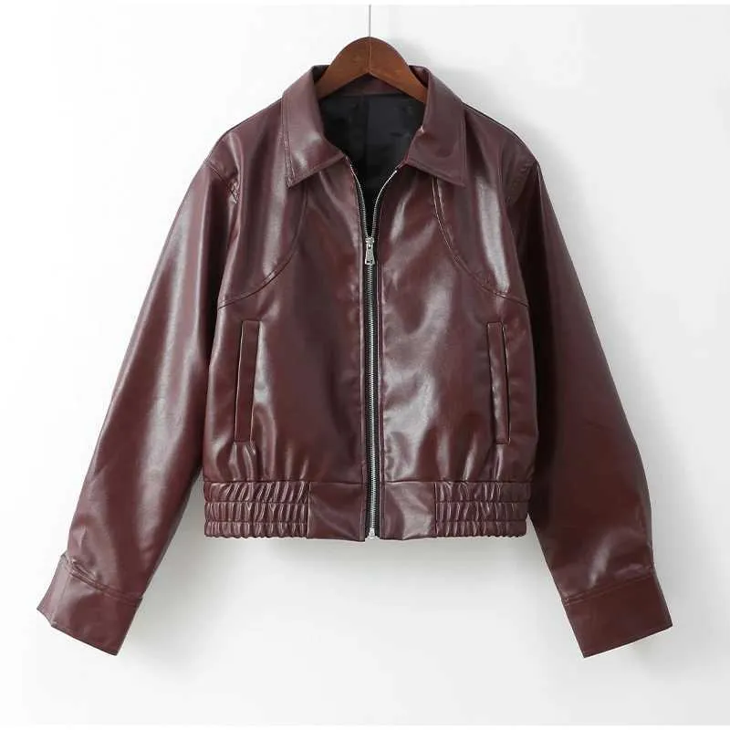 まぁ.♡さん専用★新品未使用★Faux leather crop jacket Elegant Womens Faux Leather Crop Jacket - Stylish Autumn