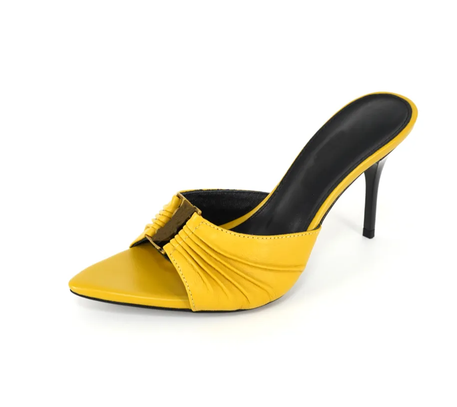 Bulk Elegant Open Toe Stiletto Pumps: Black Calfskin At Only