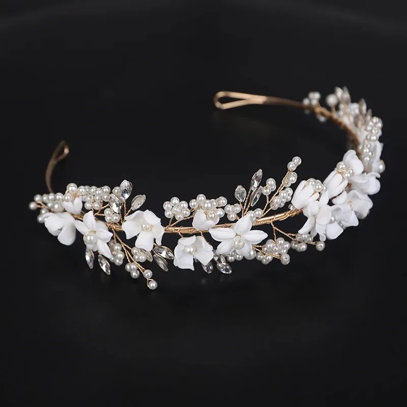 Elegant Pearl & Leaf Bridal Hair Vine - Gold Wedding Hair  display picture 1