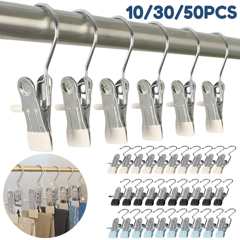 Premium Pants Hangers with Clips - Stainless Steel Laundry Pegs ...
