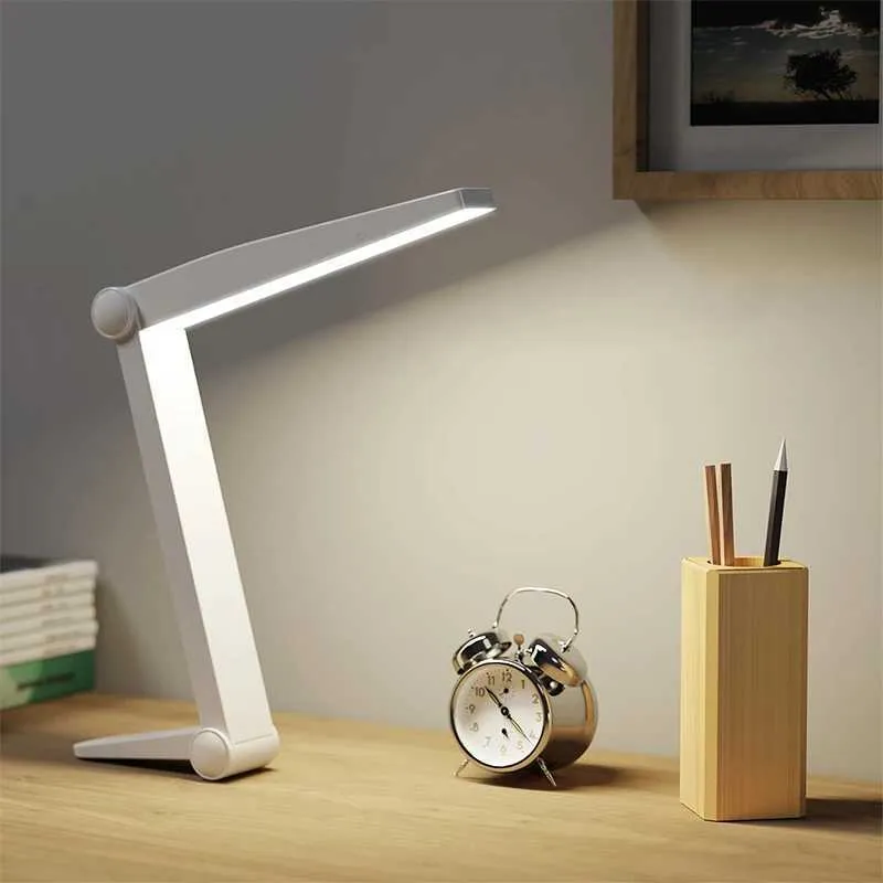 Rechargeable LED Desk Lamp - Foldable Battery Powered Light With 3 Brightness Levels