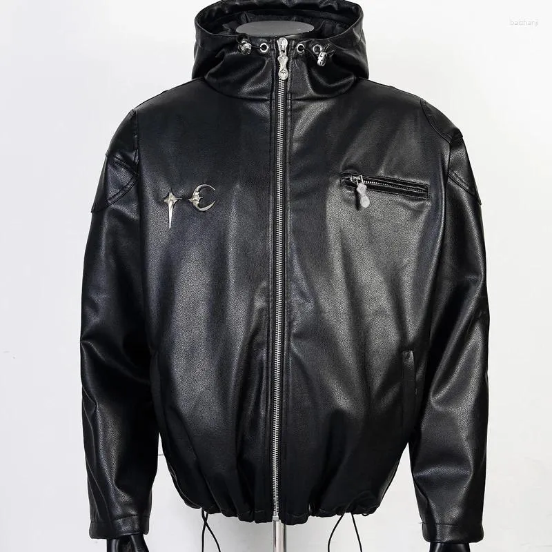 High Quality Mens Thug Club Leather Leather Jacket With Hood High Quality Mens Thug Club Leather Leather Jacket With Hood