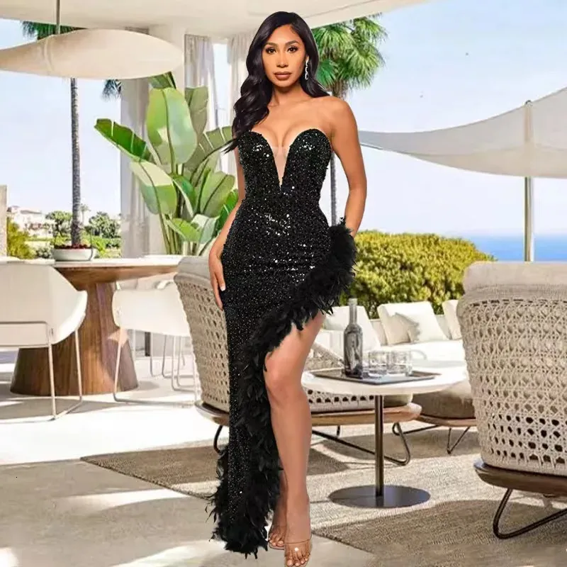 shiny evening dresses Long Sleeve Sequin Evening Dress with Side Split main image 0