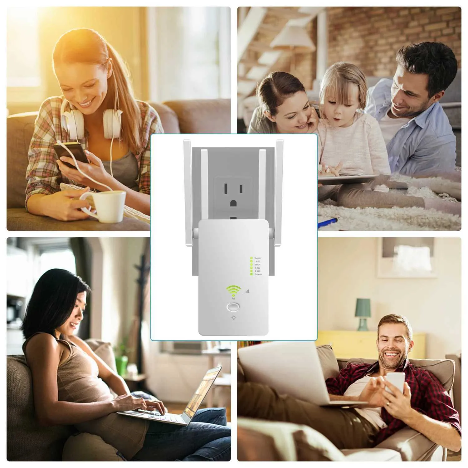 Router Extenter Dual Band WiFi Extender - 1200Mbps Router, Long Range, 2.4G & 5GHz ...