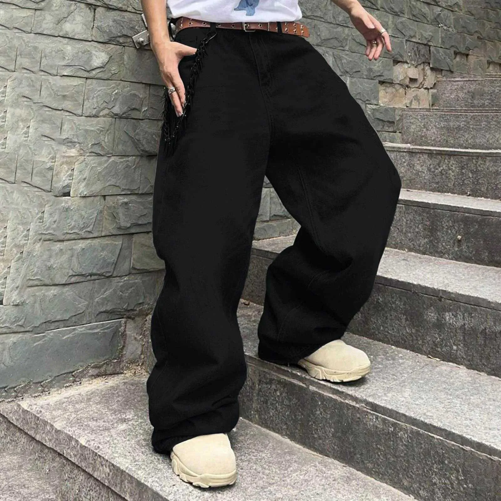 Black Wide Slacks baggy y2k mode Black Wide Slacks baggy y2k mode