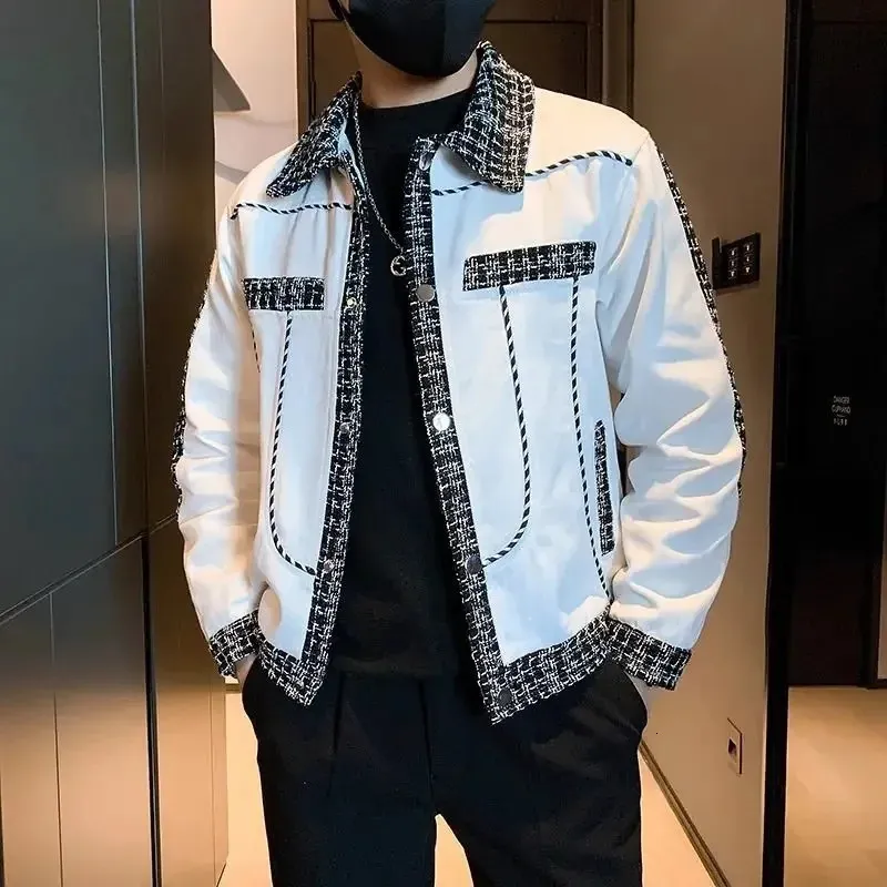 Y2k Mens Fashion Black Spliced Winter Jacket: From Kong04