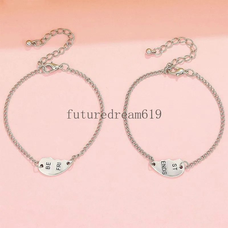Xanadu Designs Best Friend Heart Charm Beads – 2PCs, Silver Plate, European Style Bracelet Compatible