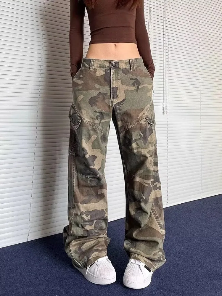 Womens Y2k Bagged Camouflage Cargo Pants Retro From Kong04