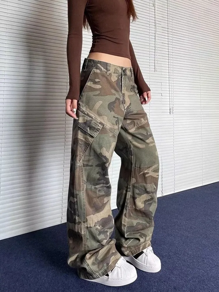 Womens Y2k Bagged Camouflage Cargo Pants Retro From Kong04
