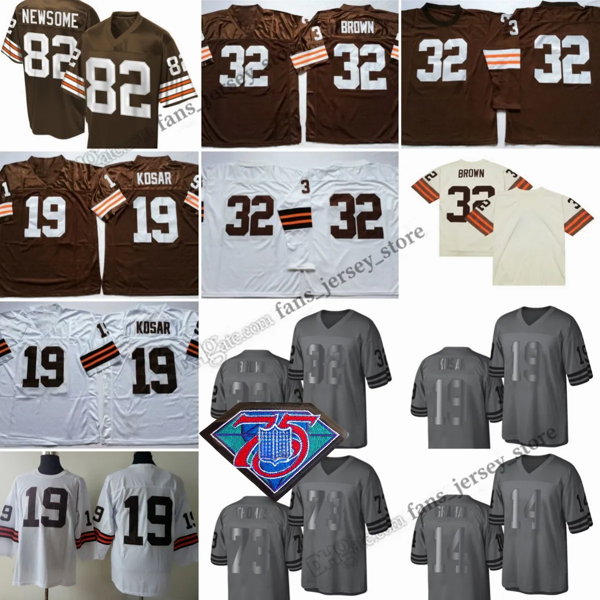 1986 Vintage Football Jerseys with Player Numbers 32, 19, 77, 82, 42 ...