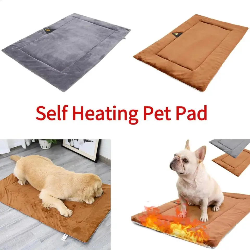 View of Self-Heating Pet Pad Dog Bed Warmer Mat - Flannel, Cozy Winter Thermal ...