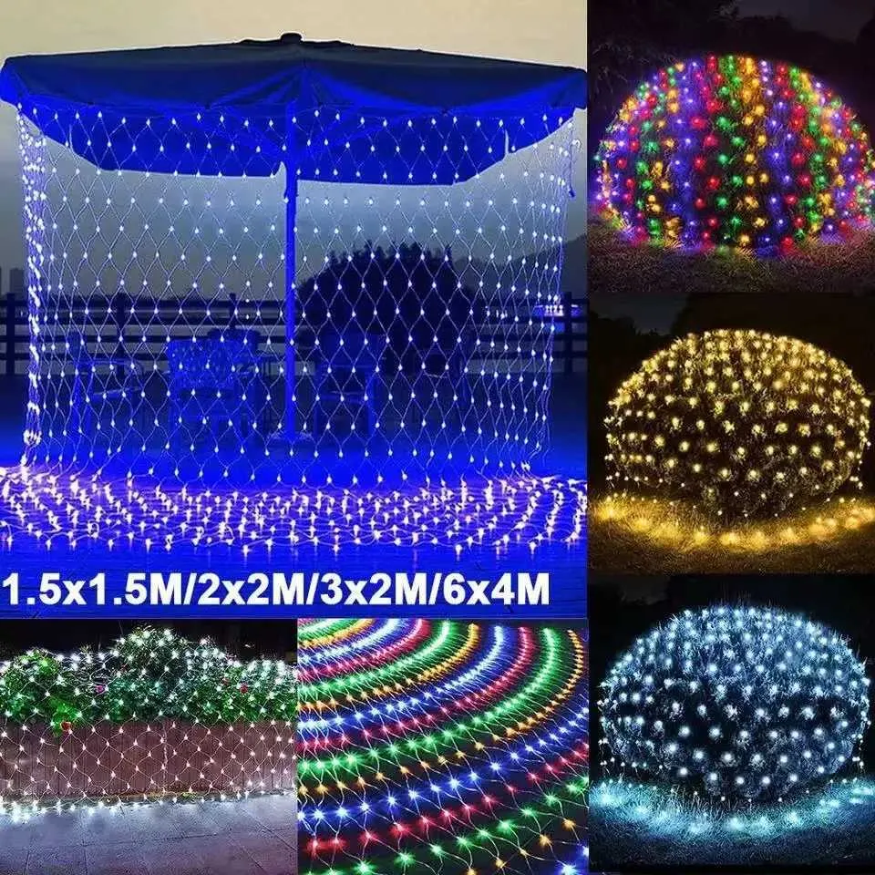 LED Net Mesh Fairy String Lights - 3 Sizes 1.5x1.5M, 3x2M, 6x4M ...