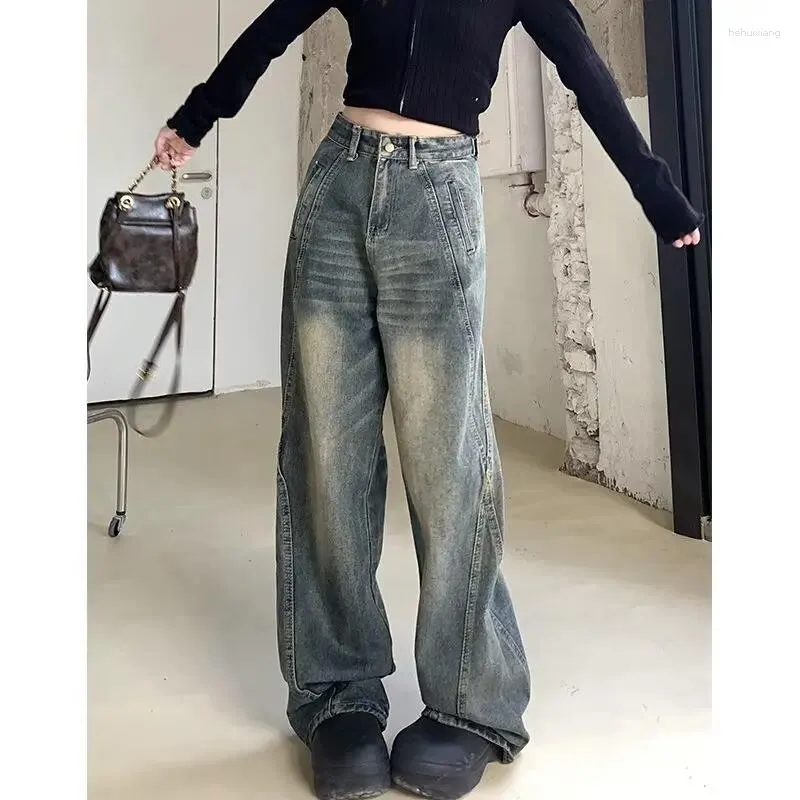 Old Blue Acid Wash Womens Baggy High Waisted Baggy Jeans Old Blue Acid Wash Womens Baggy High Waisted Baggy Jeans