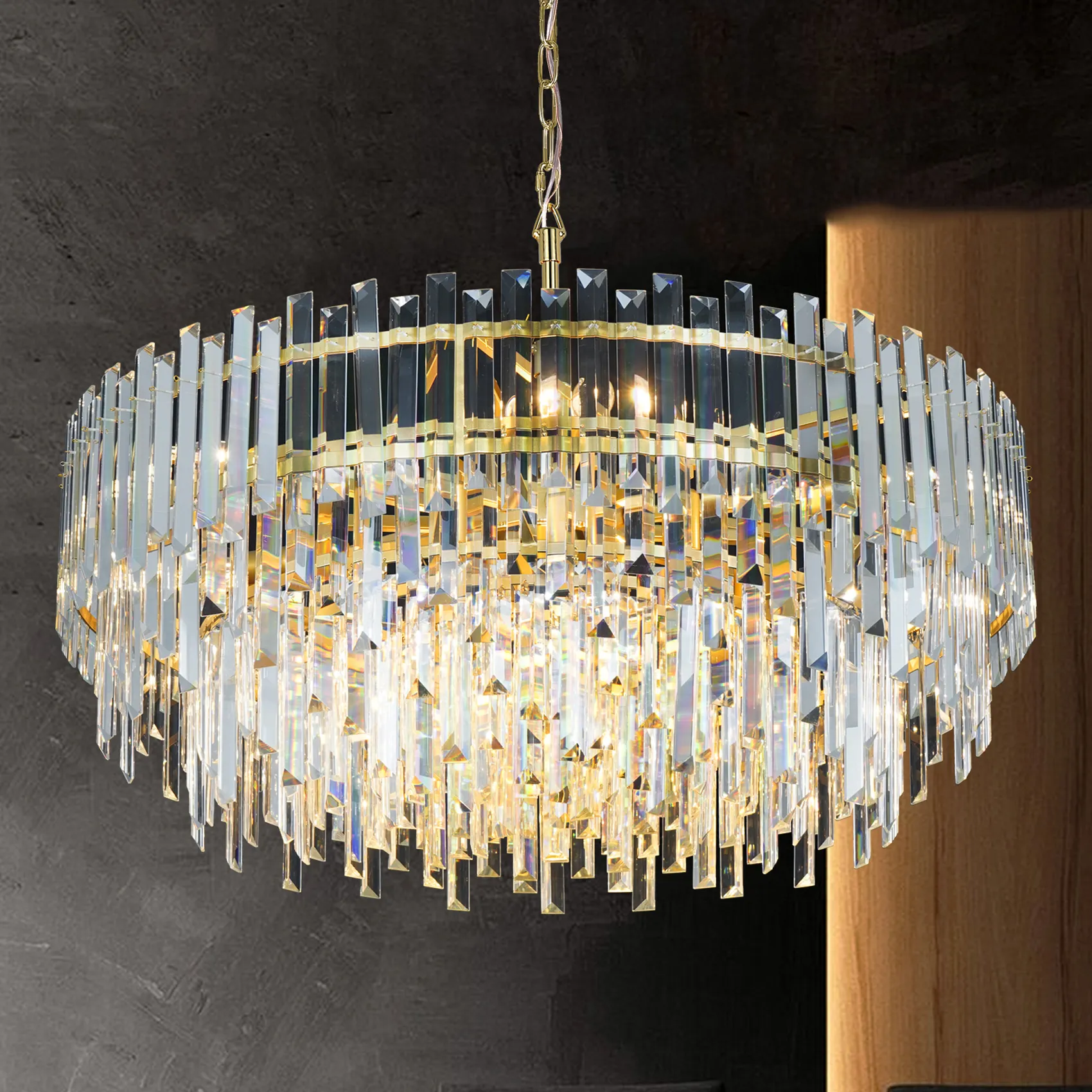 Modern Gold Crystal Chandelier Light Fixtures Round... From ...