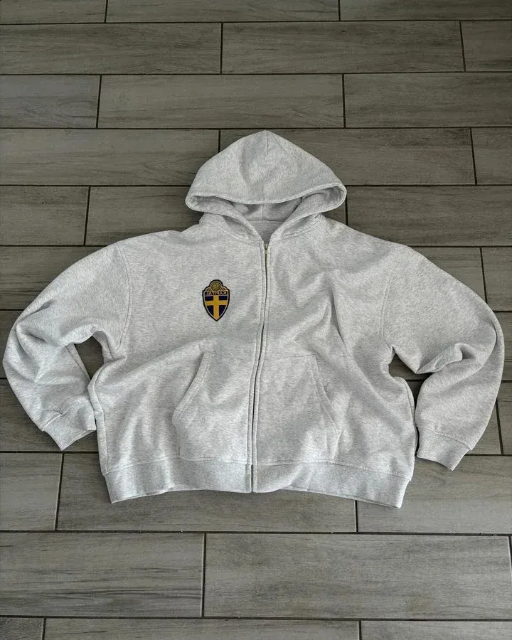 Y2K Vintage Striped Zip Hooded Matching Sweatshirt And