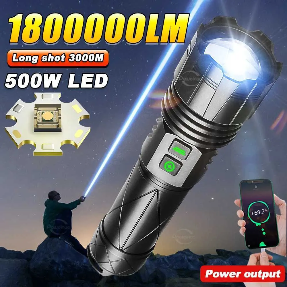 USB Rechargeable LED Camping Light & Flashlight – Waterproof, 6 Modes, Zoomable, With Lanyard – Perfect For Hiking, Emergencies & Outdoor Fun