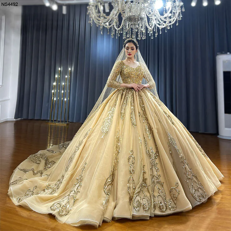 Custom Wedding Dress: Exquisite Golden Bridal Gown,... From Babynice888,  $1,388.35 | DHgate.Com