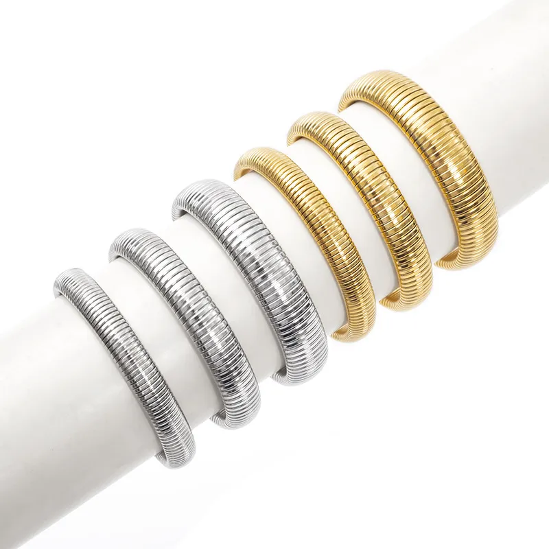 Spring Button Bangle Fashion Womens Stainless Steel Twisted Spring Bangle... From ...