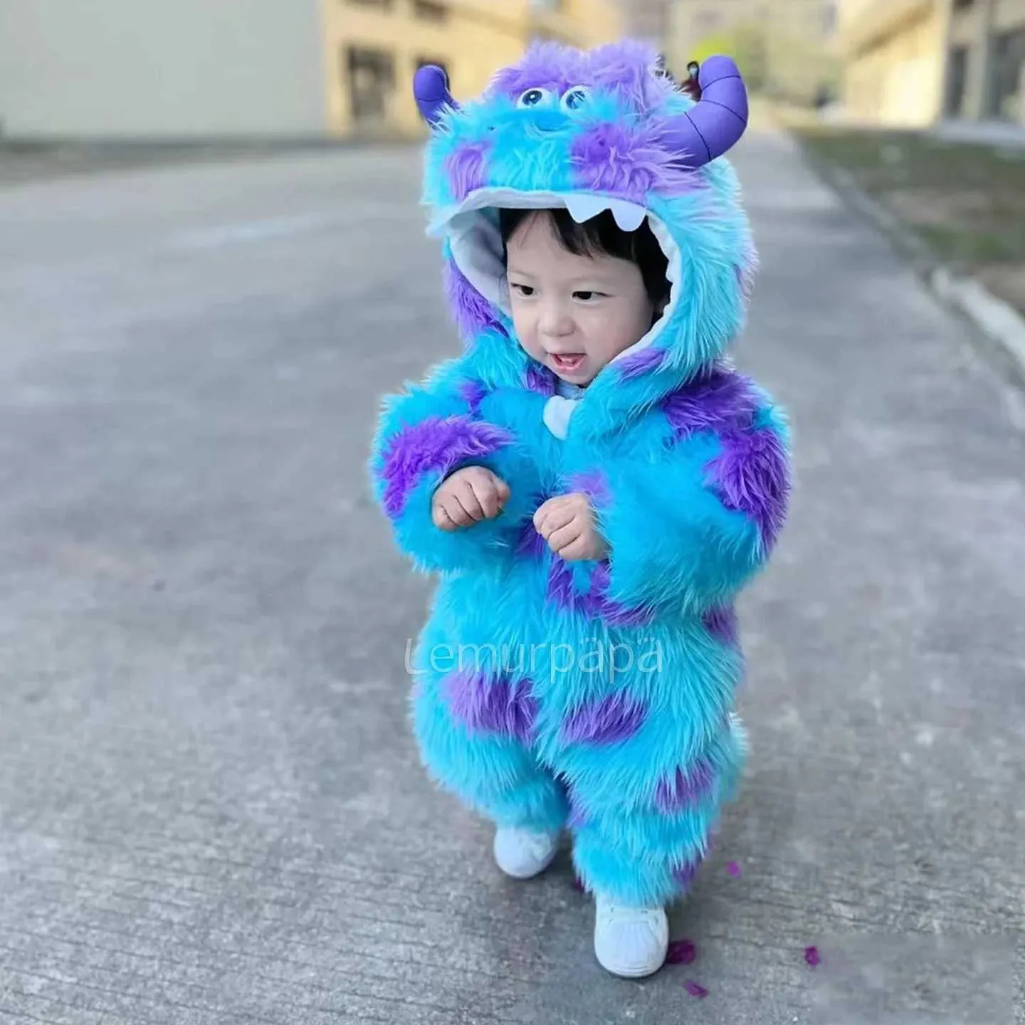 Kids Blue Sully Onesie Pajamas - Plush Cartoon Romper for Halloween ...