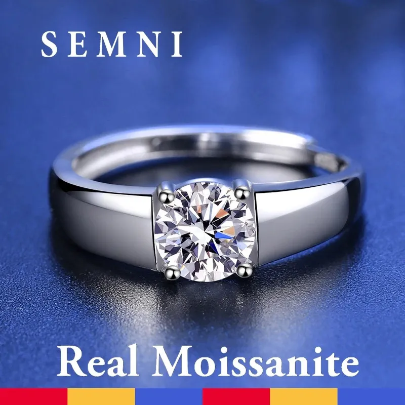 Adjustable Silver Ring: 1.0ct Lab Diamond, Exquisite Men's Jewelry ...