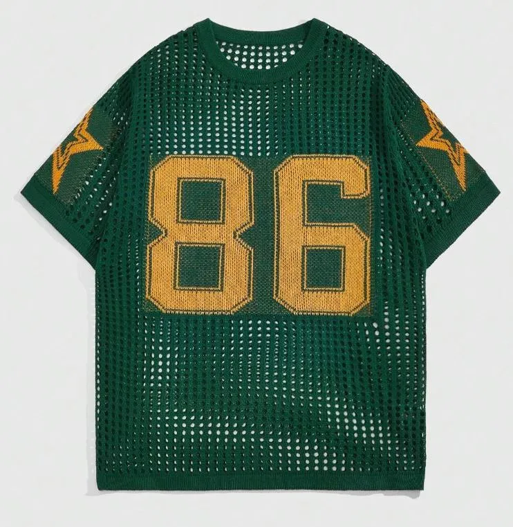 Breathable Acetate Mesh Jersey T-Shirt with Crew Neck and Short
