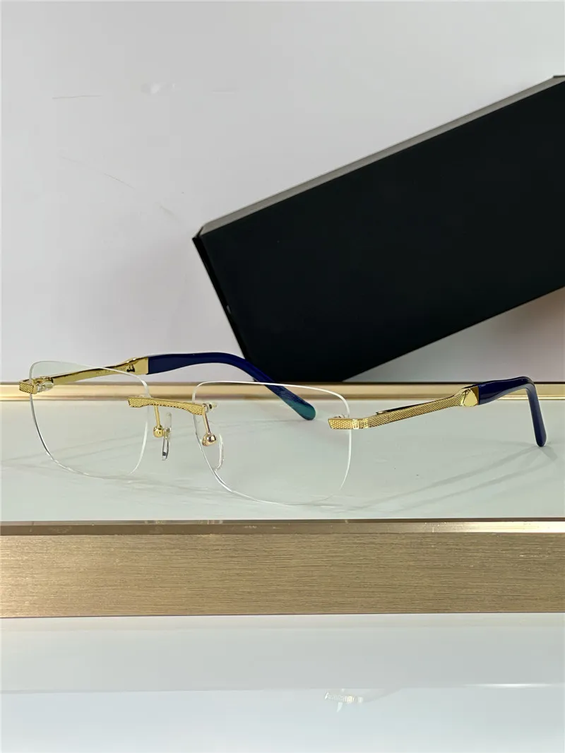 Premium Square Rimless Glasses: Lightweight Gold Frame, Transparent ...