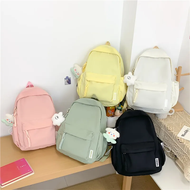 easy matching solid mini backpack for women Ins Girls Backpacks - Japanese Style Large Capacity Middle School Backpack