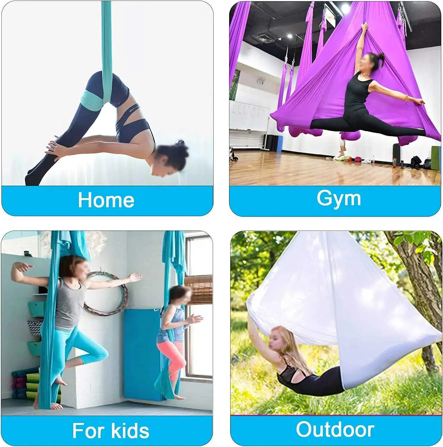 WELLSEM Aerial Yoga Hammock 5.5 Yards Yoga Swing Pilates Silk