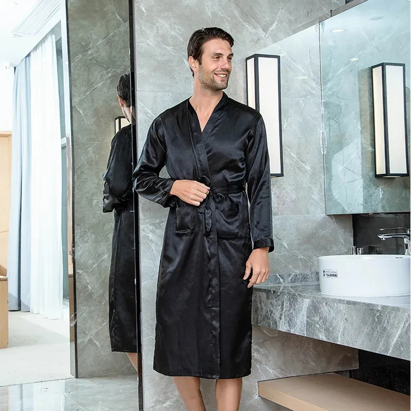 satin kimono dressing gown long Luxurious Satin Kimono Robe: Orange with Floral Print